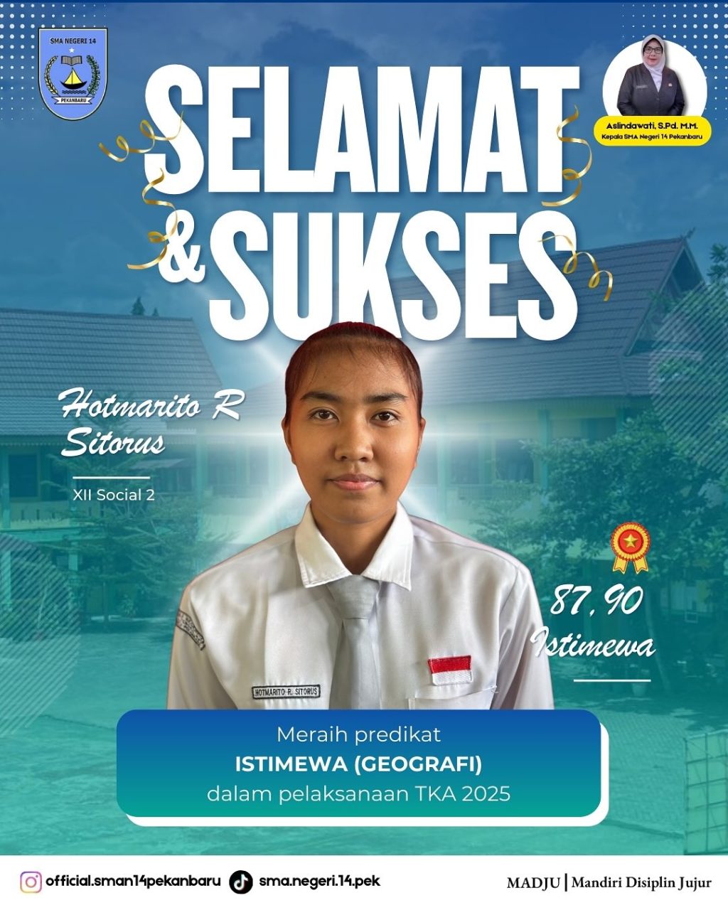 Instagram post from official.sman14pekanbaru. This post is in position 1.