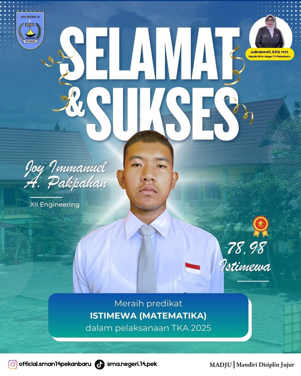 Instagram post from official.sman14pekanbaru. This post is in position 3.