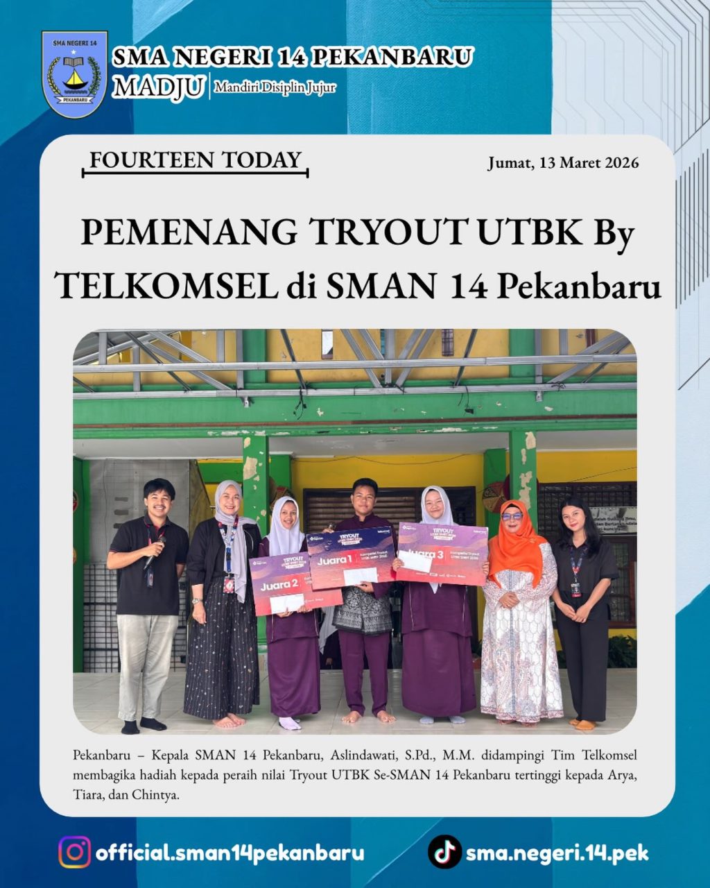 Instagram post from official.sman14pekanbaru. This post is in position 3.