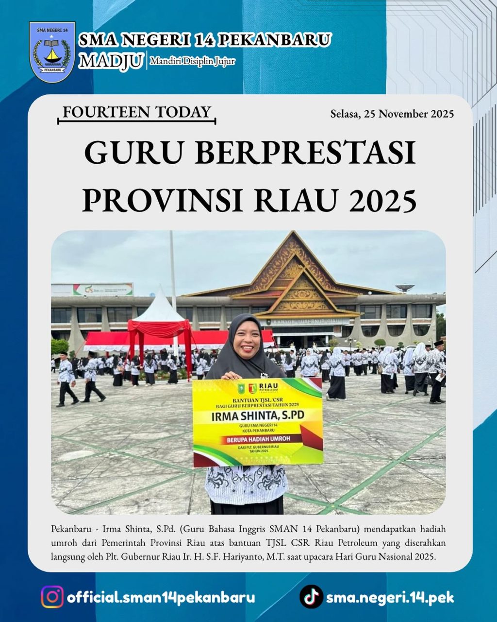 Instagram post from official.sman14pekanbaru. This post is in position 13.